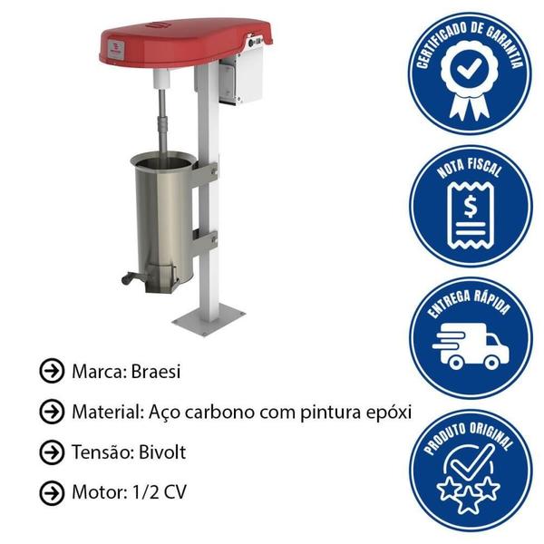 Imagem de Despolpadeira Industrial De Frutas Braesi DES-10 G3 10L Bivolt 1/2CV 60Hz Aço Inox 3 Peneiras B18351