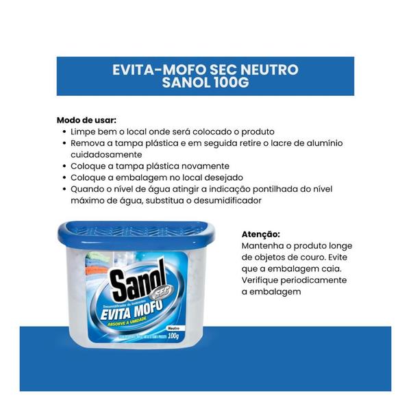 Imagem de Desumidificador Anti Mofo Neutro Evita Mofo 100G Sanol Sec