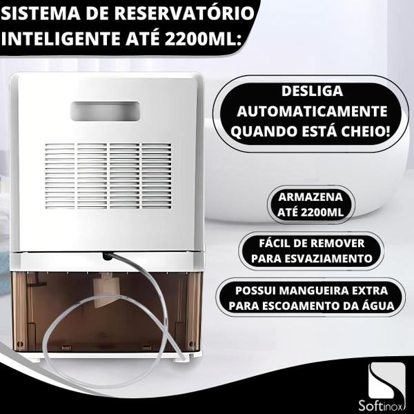 Imagem de Desumidificador Elétrico Bivolt Portátil Antimofo 2200ml Branco