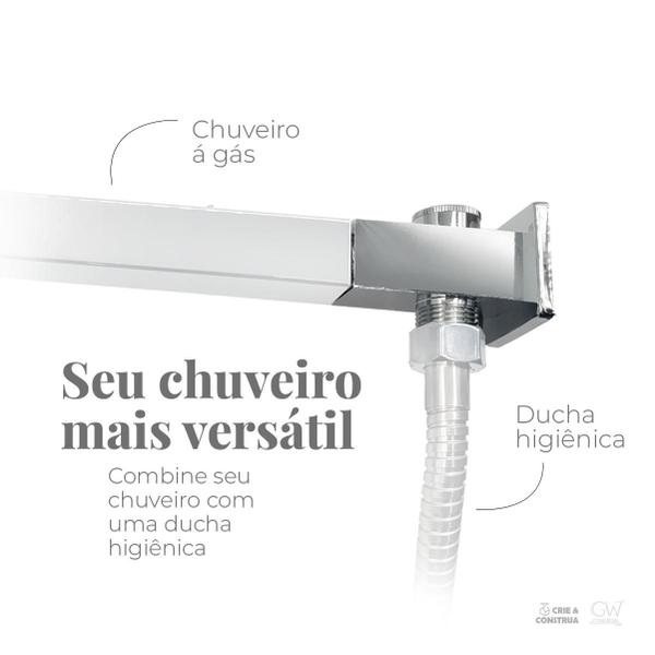 Imagem de Desviador TE Inox para Chuveiro a Gás Quadrado Crie & Construa