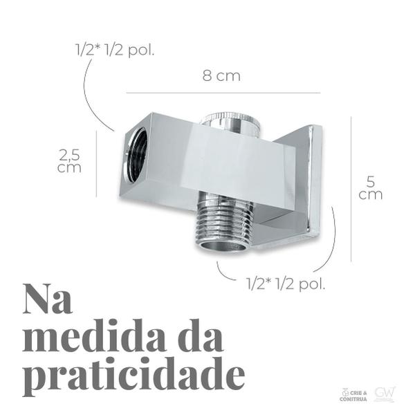 Imagem de Desviador TE Inox para Chuveiro a Gás Quadrado Crie & Construa