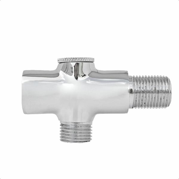 Imagem de Desviador ''tê Para Chuveiro Ducha Metal Cromado Banheiro Lavabo Redondo Banho Conexão 1/2"