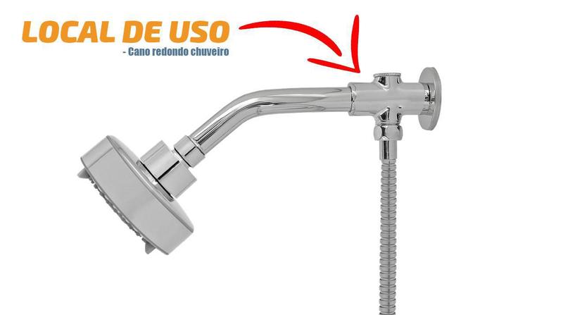 Imagem de Desviador ''Tê Redondo De Metal Para Duchas De Banho 1/2