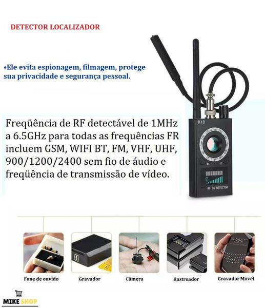 Imagem de Detector Anti-espião Vassourinha K18 Câmera Áudio Vídeo Frequência Rastreador GPS GSM