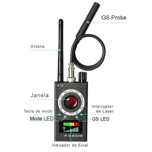 Imagem de Detector de Camera de Segurança Localizador Escondida Escuta Espiao GPS grampo espionagem infravermelho Celular rastreadores anti gravação portatil