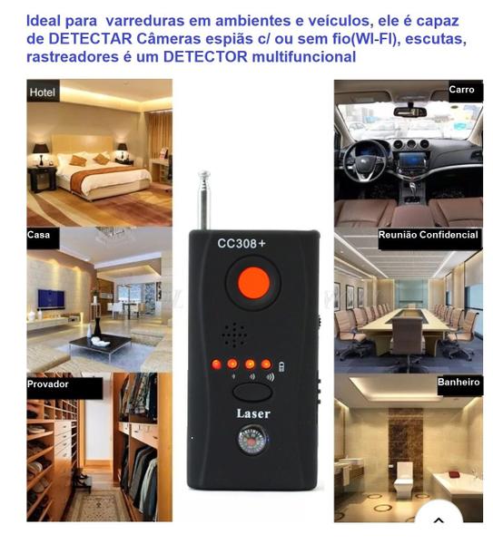 Imagem de Detector De Câmeras e Escutas C308 Sem Fio Anti Espionagem Recarregável Vassourinha