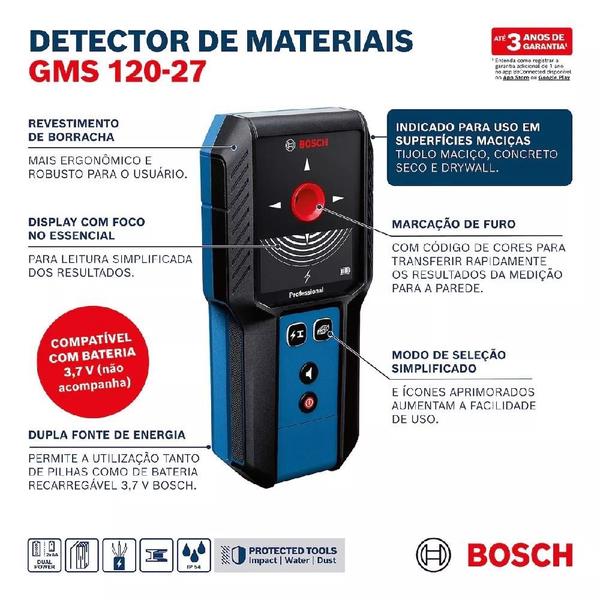 Imagem de Detector de Materiais Profissional 120mm (GMS 120-27) - Bosch