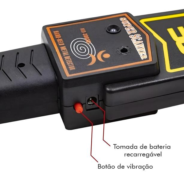 Detector De Metais Manual Portátil Com Bateria Recarregável Cor Preto - unity Imagem de Detector De Metais Manual Portátil Com Bateria Recarregável Cor Preto