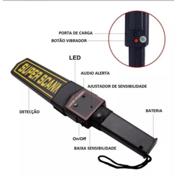 Imagem de Detector De Metais Manual Portátil Multifrequência 6cm Preto