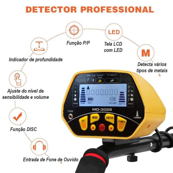 Imagem de Detector De Metais Md-3028 Portátil Ferro Alumínio Ouro