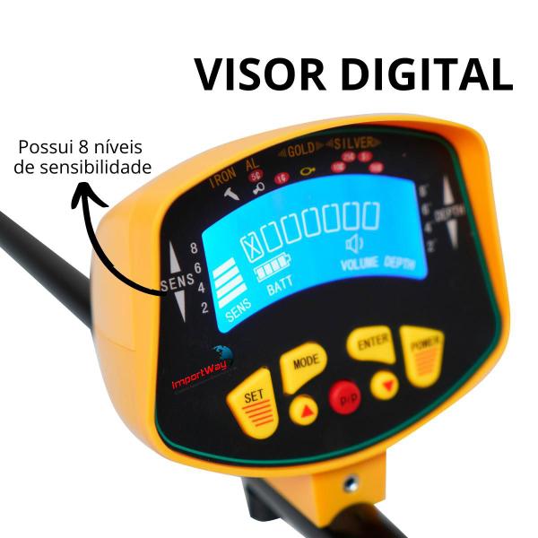 Imagem de Detector de Metais Profissional com Tela LCD até 1,5 Metros de Profundidade Ouro Prata