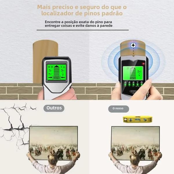 Imagem de Detector de Pinos de Parede 5 em 1 SH402 - LCD, Madeira, Metal, Aço e Fios Elétricos