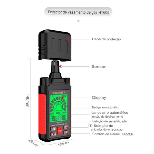 Imagem de Detector de Vazamento de Gas Combustivel GLP Gás Natural LCD