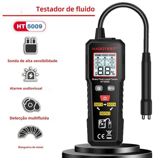 Imagem de Detector Digital de Umidade de Fluido de Freio Universal - DOT3, DOT4, DOT5.1 - com Luz