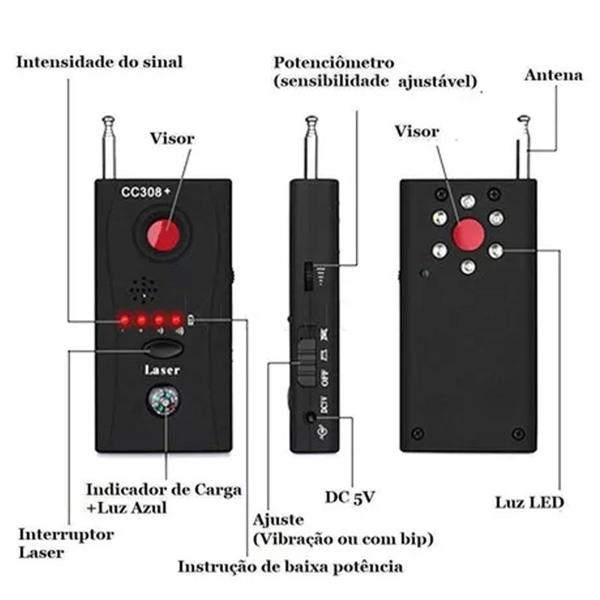 Imagem de Detector Localizador Sinal Camera Segurança Ecuta Gps Espionagem Grampo Infravermelho Sem Fio