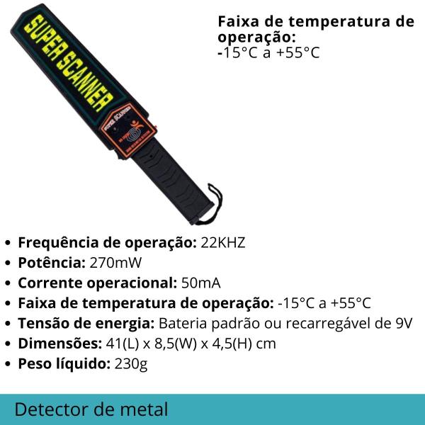 Imagem de Detector Manual Vibração Alta Precisão Scanner Portátil Profissional Metais