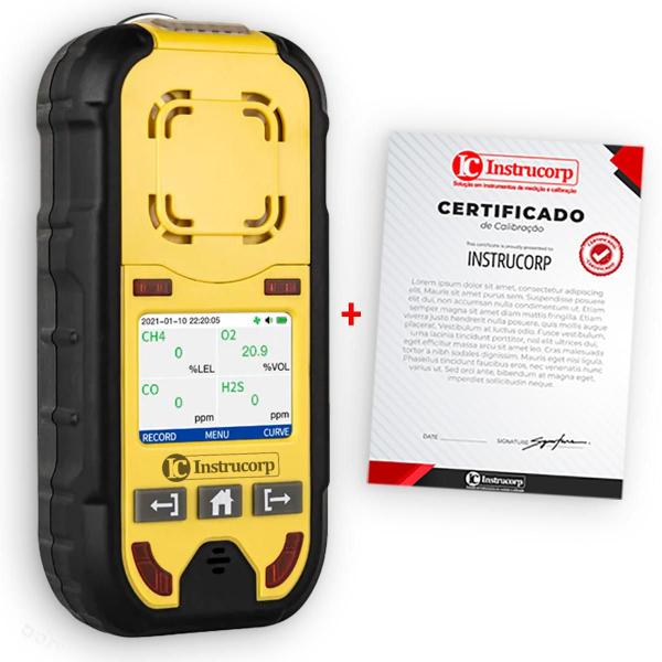 Imagem de Detector Multigás 4 Gases Portátil com Certificado de Calibração - IC-1014