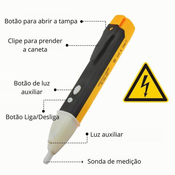 Imagem de Detector Tensao Caneta energia LED corrente Medidor Sonoro Eletricidade Luminoso Ferramentas