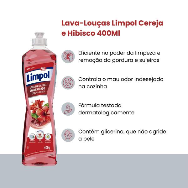 Imagem de Detergente Concentrado Cereja Hibisco Limpol Bombril 400G