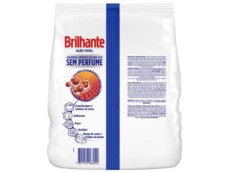 Imagem de Detergente em Pó Hipoalergênico Brilhante  - Profissional Ação Total Sem Perfume 4kg