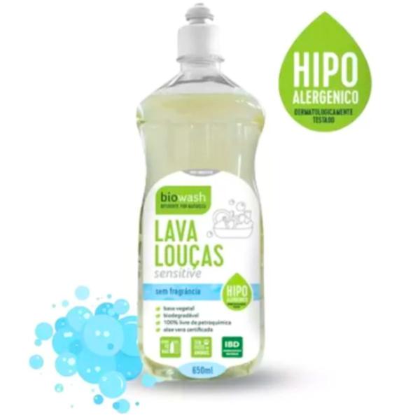 Imagem de Detergente Lava Louças 650ml Sensitive Biowash Sem Fragrancia Hipoalergênico