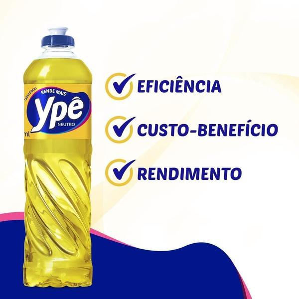 Imagem de Detergente Líquido Ypê Lava Louça 500Ml Com 6 Unl Neutro