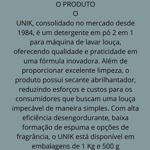 Imagem de Detergente P Máquina De Lavar Louça Unik 3kg S Fragrância Pó