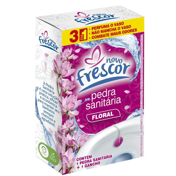 Imagem de Detergente Pedra Sanitária FLORAL 22G Novo Frescor Para Vaso Sanitário Privada Durável Combate Bactérias CAIXINHA