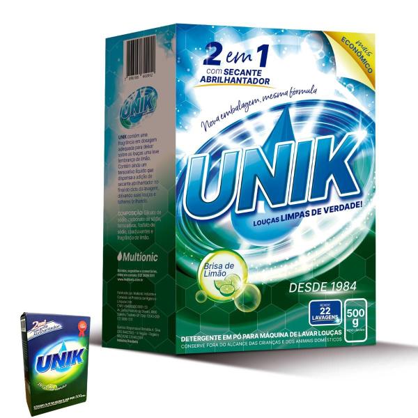 Detergente Sabão Máquina Lavar Louça Secante 500g 2x1 Unik Detergente Sabão Máquina Lavar Louça Secante 500g 2x1 Unik