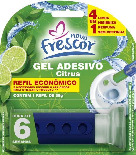 Imagem de Detergente Sanitários COM APLICADOR + REFIL Gel Adesivo 38g Novo Frescor Dura até 6 Semanas