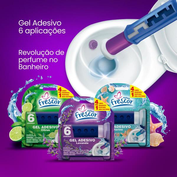 Imagem de Detergente Sanitários COM APLICADOR + REFIL Gel Adesivo 38g Novo Frescor Dura até 6 Semanas