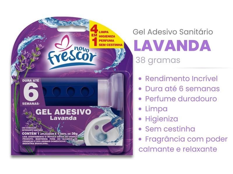 Imagem de Detergente Sanitários COM APLICADOR + REFIL Gel Adesivo 38g Novo Frescor Dura até 6 Semanas