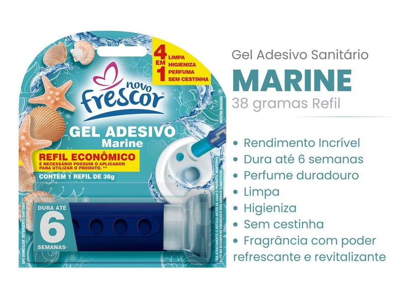 Imagem de Detergente Sanitários COM APLICADOR + REFIL Gel Adesivo 38g Novo Frescor Dura até 6 Semanas