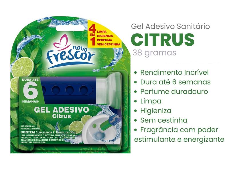 Imagem de Detergente Sanitários COM APLICADOR + REFIL Gel Adesivo 38g Novo Frescor Dura até 6 Semanas