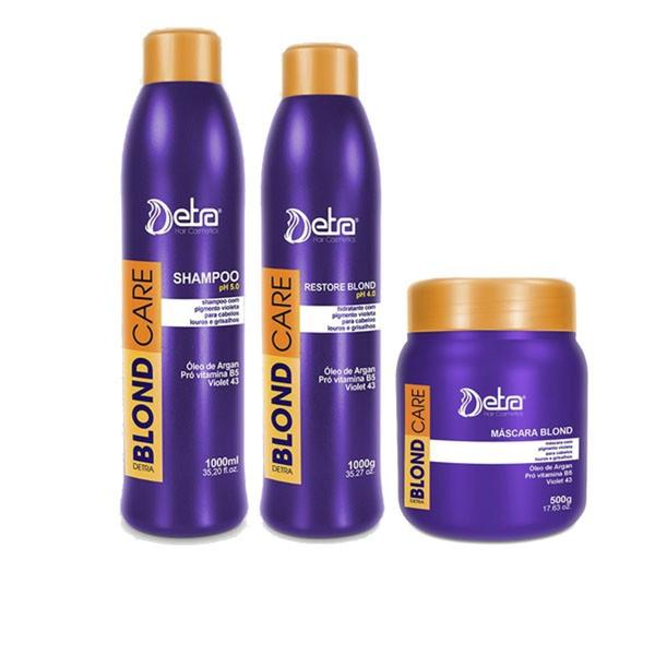 Imagem de Detra Blond Care Shampoo 1L + Restore 1L + Máscara 500g Grande - R