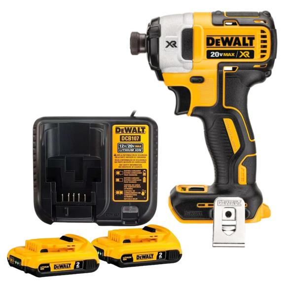 DeWalt Parafusadeira de Impacto 20V MAX  2 Baterias 2Ah e Carregador Incluso para Alta Performance - DCF887B