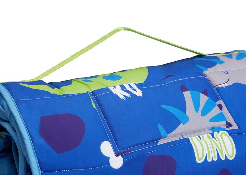 Imagem de DIA DAS CRIANÇAS Dia criança nap esteira com travesseiro removível - Roarin' Dinos - Carry Handle with Straps Closure, Rollup Design, Soft Microfiber for Preschool, Daycare, Travel Sleeping Bag - Idades 3-6 Anos