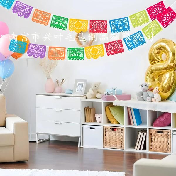 Imagem de Dia Dos Mortos Tema Mexicano Decorações De Festa De Aniversário Banner De Feltro Quadrado