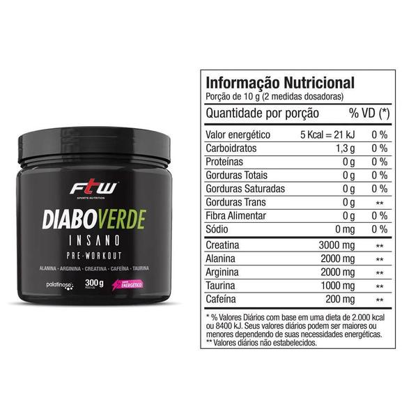 Imagem de Diabo Verde Insano Pre-Workout 300g - FTW Nutrition