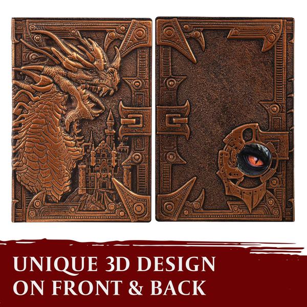 Imagem de Diário de caderno DND LYNX de 200 páginas com capa 3D Bronze Dragon