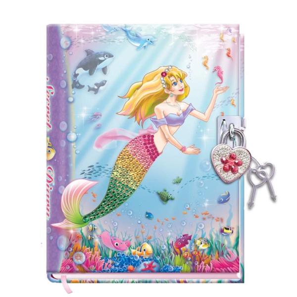 Imagem de Diário DUDUBUY Mermaid com cadeado para crianças e meninas 7x14x2cm 300p