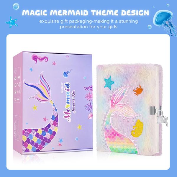 Imagem de Diário homicozy Mermaid para meninas com fechadura e chaves 160 páginas