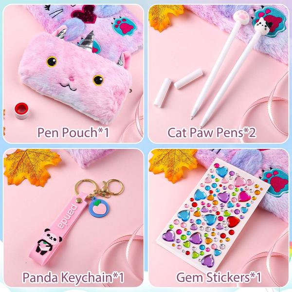 Imagem de Diary DHQH Cat com cadeado para meninas com bolsa de caneta e chaveiro