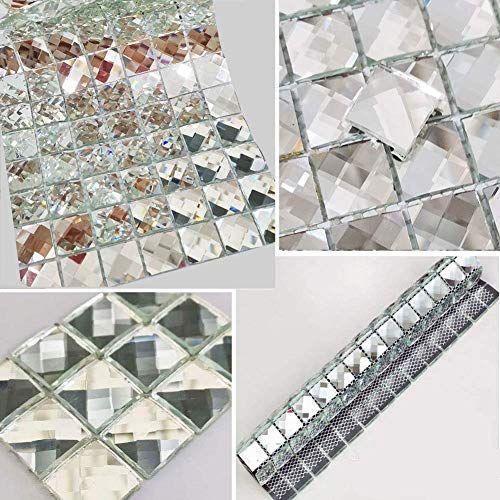 Imagem de Diflart Espelho De vidro Mosaico De Cristal Mosaico de Diamante 3/4 polegadas Backsplash para Cozinha Banheiro Parede Telhas Pacote de 5 Folhas