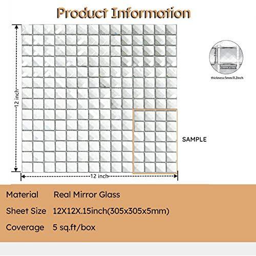 Imagem de Diflart Espelho De vidro Mosaico De Cristal Mosaico de Diamante 3/4 polegadas Backsplash para Cozinha Banheiro Parede Telhas Pacote de 5 Folhas