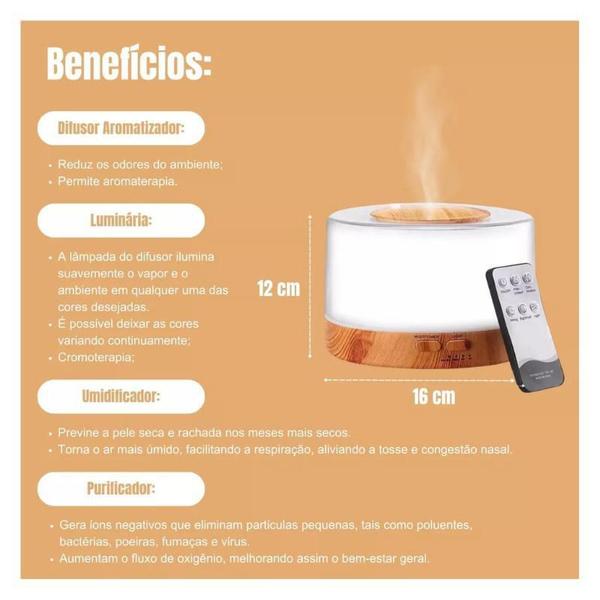 Imagem de Difusor Aromas E Umidificador Ultrassônico Purificador 500Ml