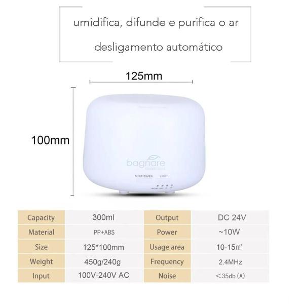 Imagem de Difusor Aromas Ultrassônico Umidificador De Ar Controle Led