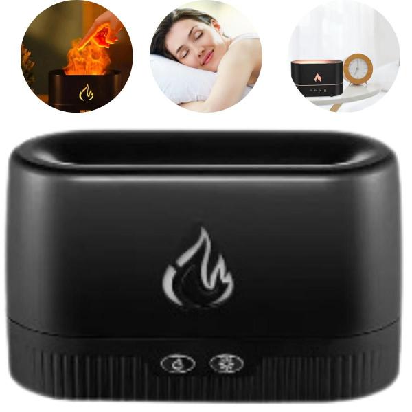 Imagem de Difusor Aromatizador Flame Umidificador Ar Óleos Essenciais perfeito para óleos naturais