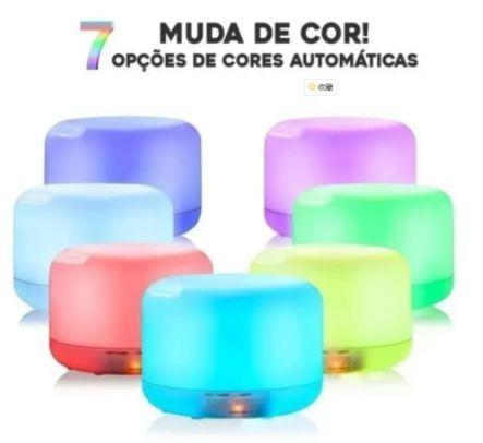 Imagem de Difusor Aromatizador Umidificador  500ml de Ar Luz Luminária Abajur Com Luz 7 Cores Led Com Controle