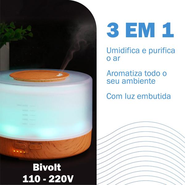 Imagem de Difusor De Ambiente Elétrico 500 Ml Ultrassônico Para Óleos Linha Premium